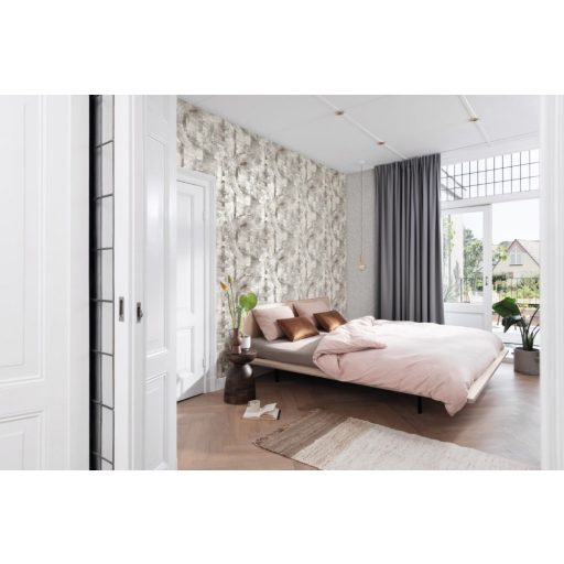 Rasch Composition 554489 Natur Egyszínű textilstruktúra szürke/ezüstszürke világos ezüst enyhe csillogás tapéta