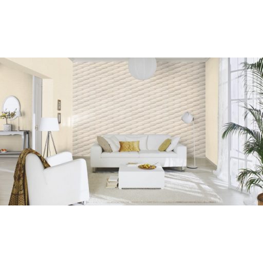 Rasch Composition 554618 Geometrikus 3D szálcsiszolt felület kifinomult színátmenet törtfehértől a bézs és szürkéig tapéta