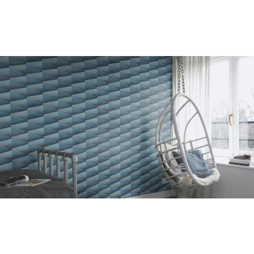 Rasch Composition 554656 Geometrikus 3D szálcsiszolt felület kifinomult színátmenet világoskéktól a szürkéskéken át a sötétkékig tapéta