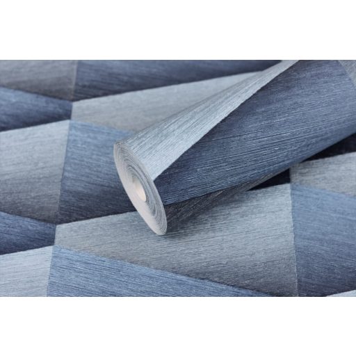 Rasch Composition 554656 Geometrikus 3D szálcsiszolt felület kifinomult színátmenet világoskéktól a szürkéskéken át a sötétkékig tapéta