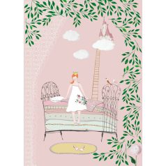   Rasch Studio Onszelf Stories 557347 Gyerekszobai Hercegnő a vára és az "oda vezető út" rózsaszín pink fehér zöld falpanel