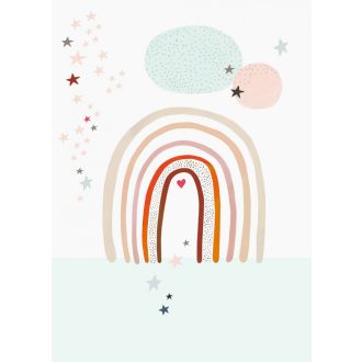   Rasch Studio Onszelf Stories 557381 Gyerekszobai vidám szivárvány és kis csillagok fehér bézs szines falpanel