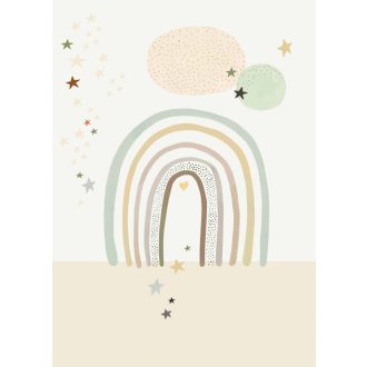   Rasch Studio Onszelf Stories 557398 Gyerekszobai vidám szivárvány és kis csillagok krém bézs szines falpanel