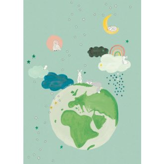   Rasch Studio Onszelf Stories 557565 Gyerekszobai a Föld gyermeki fantáziával kékeszöld sárga kék szines falpanel