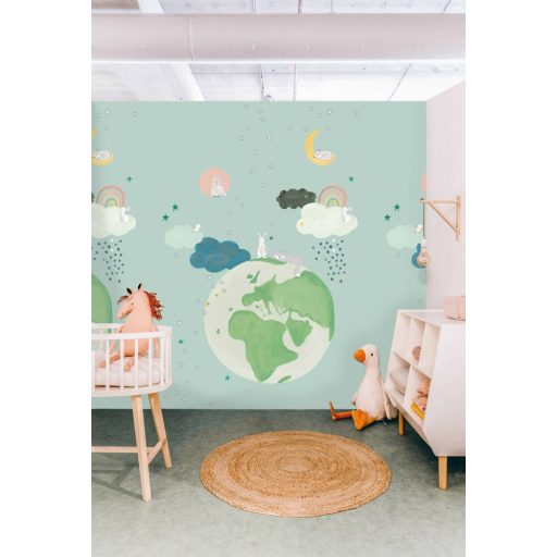Rasch Studio Onszelf Stories 557565 Gyerekszobai a Föld gyermeki fantáziával kékeszöld sárga kék szines falpanel