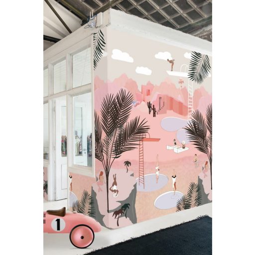 Rasch Studio Onszelf Stories 557589 Gyerekszobai Toronyugrás csak bátraknak rózsaszín szürke szines falpanel