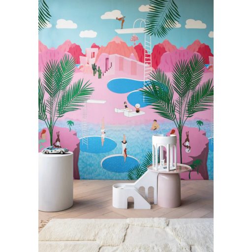 Rasch Studio Onszelf Stories 557596 Gyerekszobai Toronyugrás csak bátraknak rózsaszín szürke szines falpanel