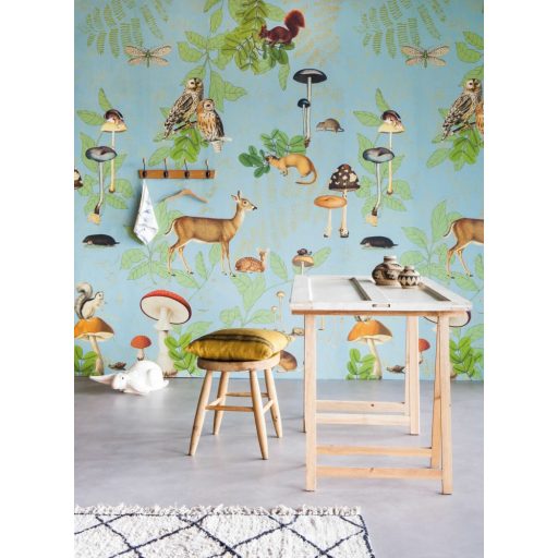 Rasch Studio Onszelf Stories 557640 Gyerekszobai az erdő lakói világoskék zöld szines falpanel