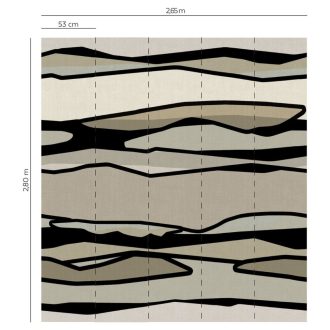   Vízszíntes mintavezetésű absztrakt ritmikus rétegződés design földszínek - bézs szürke és fekete tónus falpanel