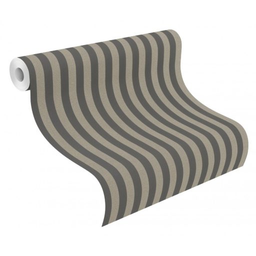 Csillogó hatású nemes dekoráció klasszikus csíkos minta antracit bézsarany  tapéta