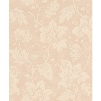   Elegáns kapaszkodó indák kibontakozó virágokkal levelekkel rosé krém/bézs fényes hatás tapéta