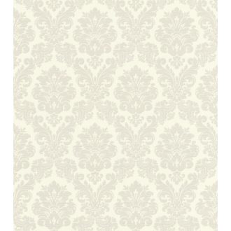   Fenséges barokk minta selymes díszítés gyöngyházfehér szürke csillogó hatás tapéta