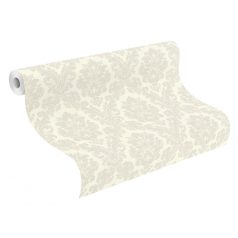   Fenséges barokk minta selymes díszítés gyöngyházfehér szürke csillogó hatás tapéta