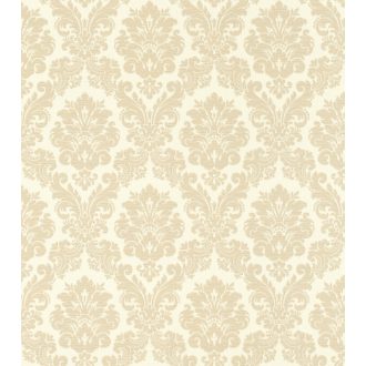   Fenséges barokk minta selymes díszítés puderbézs krém csillogó hatás tapéta