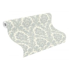   Fenséges barokk minta selymes díszítés világoskék fehér csillogó hatás tapéta