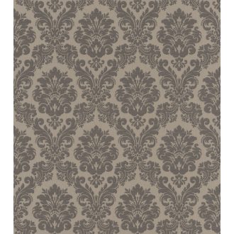   Fenséges barokk minta selymes díszítés meleg szürke/szürkésbarna csillogó hatás tapéta
