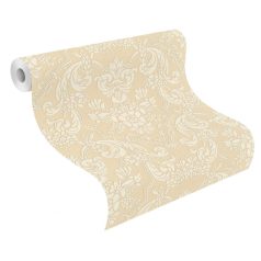   Francia hangulatú pazar barokk minta pasztell bézs krém csillogó hatás tapéta