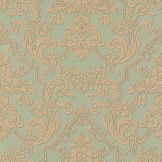   Francia hangulatú pazar barokk minta zöld arany csillogó hatás tapéta