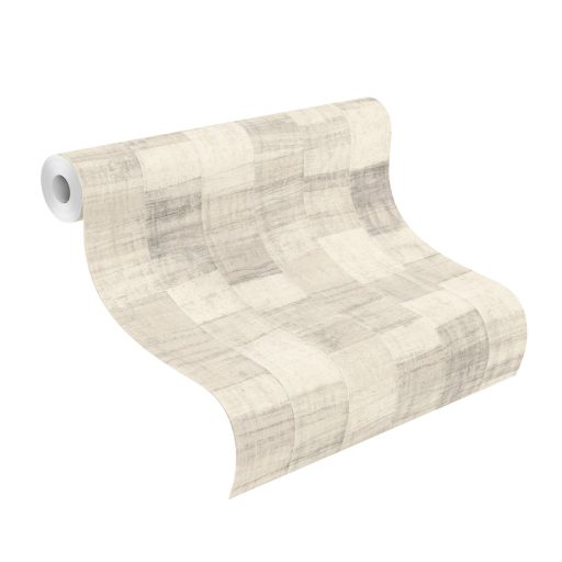 Esztétikus parkett design a fa melegségével csíkokba rendezve világosszürke bézs tónus és sötét szemcsék tapéta