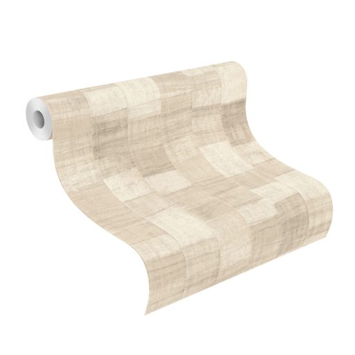 Esztétikus parkett design a fa melegségével csíkokba rendezve világosbézs és barna tónus és sötét szemcsék tapéta