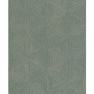   Háromdimenziós háromszög-mozaik pontszerű mintakialakítás meleg bézs zöldeskék/smaragd tónus tapéta