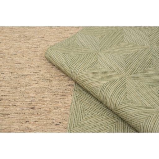 Háromdimenziós háromszög-mozaik pontszerű mintakialakítás olívzöld zöldes-bézs és pasztellzöld tónus tapéta