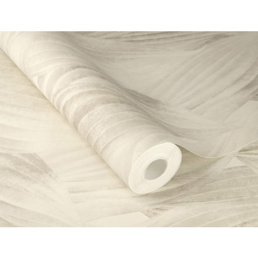 Nagyméretű levelek színátmenetes absztrakt mintája törtfehér krémszürke szürke és szürkésbézs tónus tapéta