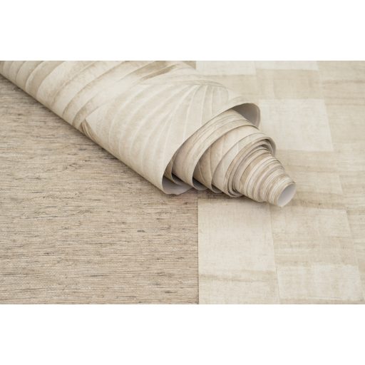 Nagyméretű levelek színátmenetes absztrakt 3D mintája törtfehér bézs és homokszín tónus tapéta