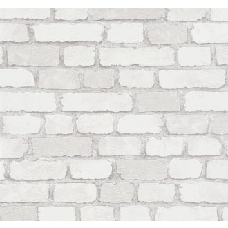   Marburg Imagine 58412 Natrur Ipari design 3D téglaminta szemcsés struktúra szürkésfehér szürkésbézs tapéta