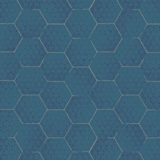   Eijffinger Enso 386582 Geometrikus méhsejt minta kék árnyalatok arany tapéta