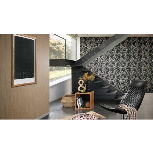 Erismann Central Park 5953-15  Natur ágak levelek fekete ezüst tapéta