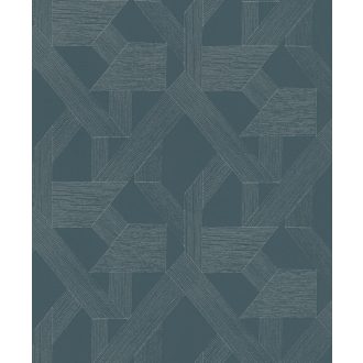   Finom vonalakkal kialakított kreatív és művészi geometriai design petrol/zöldeskék és finom ezüst tónus tapéta
