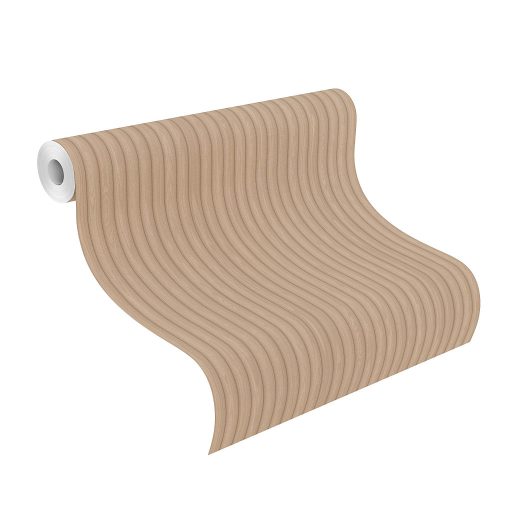 Természetes és elegáns falpanel minta finom szemcsézettel és 3D hatással (ívekkel) világosbarna és barna tónus tapéta