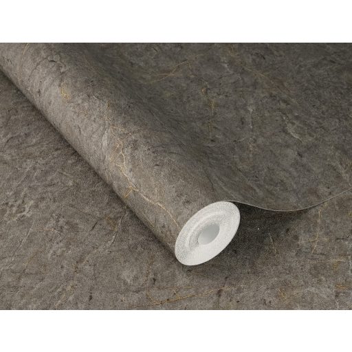 Sokoldalú tehetség! Autentikus és természetes szemcsés kő/márvány design sötétszürke antracit és fémes rézszín tónus tapéta