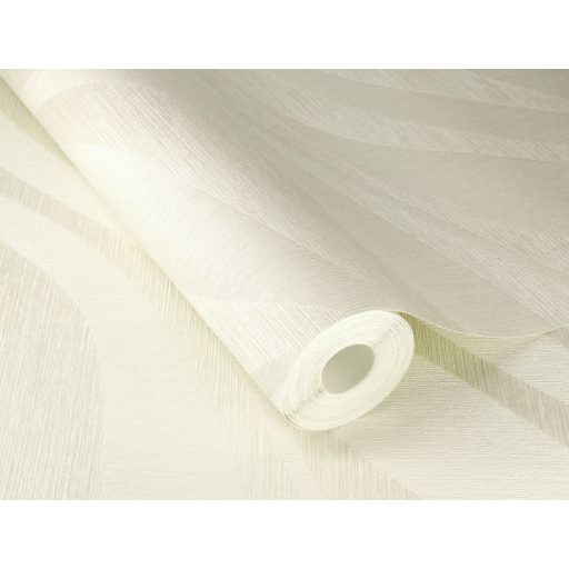 Finom vonalakkal kialakított széles 3D hullámminta dombornyomott struktúra krém és krémszürke tónus fémes csillogás tapéta