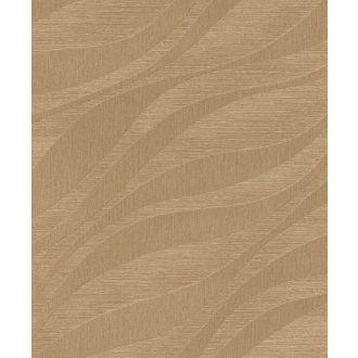   Finom vonalakkal kialakított széles 3D hullámminta dombornyomott struktúra aranybarna és arany tónus fémes csillogás tapéta