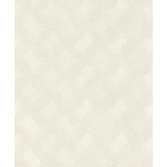   Kirakósra emlékeztető kombinálódó grafikus formák mintája krémfehér és krém tónus fémes hatás tapéta