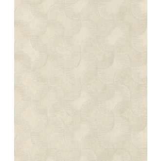   Kirakósra emlékeztető kombinálódó grafikus formák mintája bézs világosbézs és bézsarany tónus fémes hatás tapéta