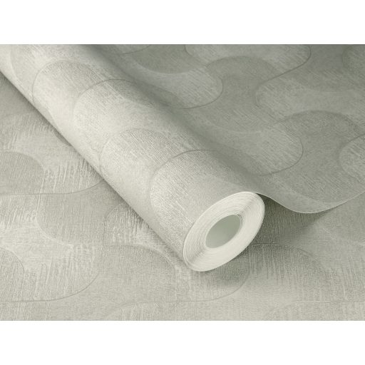 Kirakósra emlékeztető kombinálódó grafikus formák mintája szürke világosszürke és ezüst tónus fémes hatás tapéta