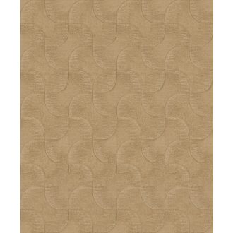   Kirakósra emlékeztető kombinálódó grafikus formák mintája aranybarna és arany tónus fémes hatás tapéta