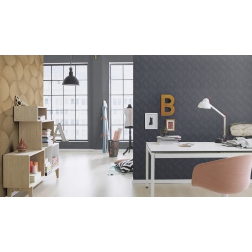 Legyezőre hasonlító grafikus elemek lendületes 3D mintája aranybarna és arany tónus fémes hatás tapéta