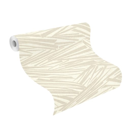 Mikádó játékra emlékeztető inovatív grafikus 3D minta krém és krémfehér tónus fémes hatás tapéta