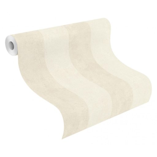 Vintage széles blokkcsíkos krém bézs helyenként finom csillogó ezüstfesték tapéta