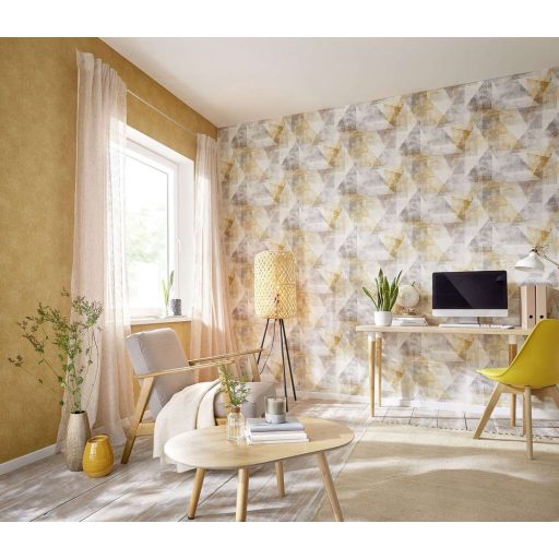 Rasch Linares 617177 Natur Durva vakolatminta egyszínű meleg currysárga tapéta