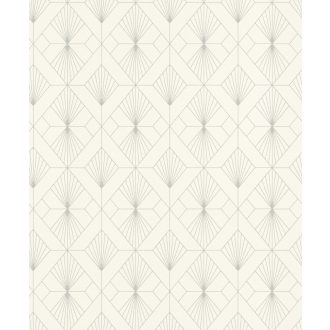   Nemes grafikus design finom art deco feeeling fehér fényes csillogó ezüst tapéta