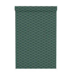   Rasch Sansa/Maya 637915  Art Deco sűrű apró legyezőformájú minta zöld sötétzöld lila fémes arany tapéta