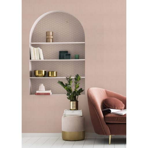 Rasch Sansa/Maya 637939 Art Deco sűrű apró legyezőformájú minta krémfehér rózsaszín mályva fémes arany tapéta