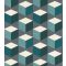 Geometrikus 3D kockák oszlopba rendezve fehér zöld sötétzöld petrol sötétszürke tapéta