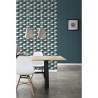 Geometrikus 3D kockák oszlopba rendezve fehér zöld sötétzöld petrol sötétszürke tapéta