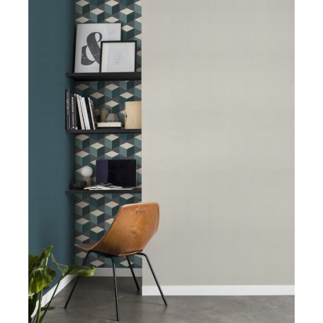 Geometrikus 3D kockák oszlopba rendezve fehér zöld sötétzöld petrol sötétszürke tapéta